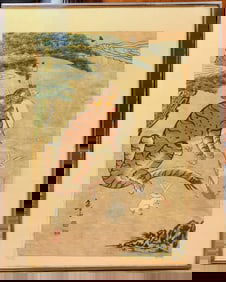 After Kim Hong-do 18th/19th c. Woodblock Tiger & Rabbits