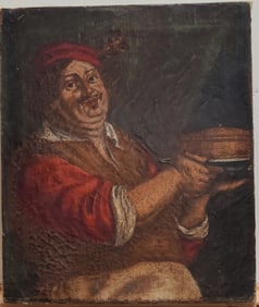 17th c. Italian School O/C Illustration Titled The Cook