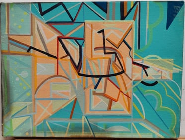 Alexander Ney Abstract Geometric Painting c. 1970s