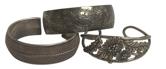 Lot of (3) Sterling Silver Cuff Bracelets