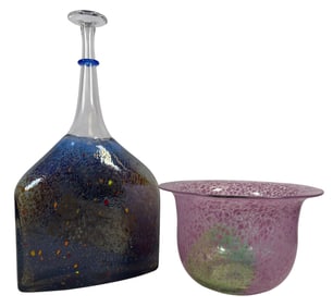 Lot of 2 Kosta Boda Vallien Art Glass Articles