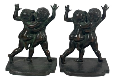 Pair of Victorian Book Ends Signed Joseph Kratina 1872-1953