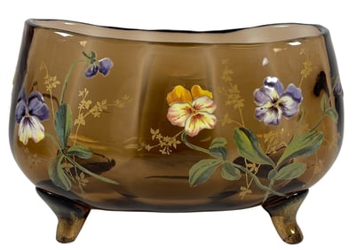 Victorian French Enamel over Glass Center Bowl