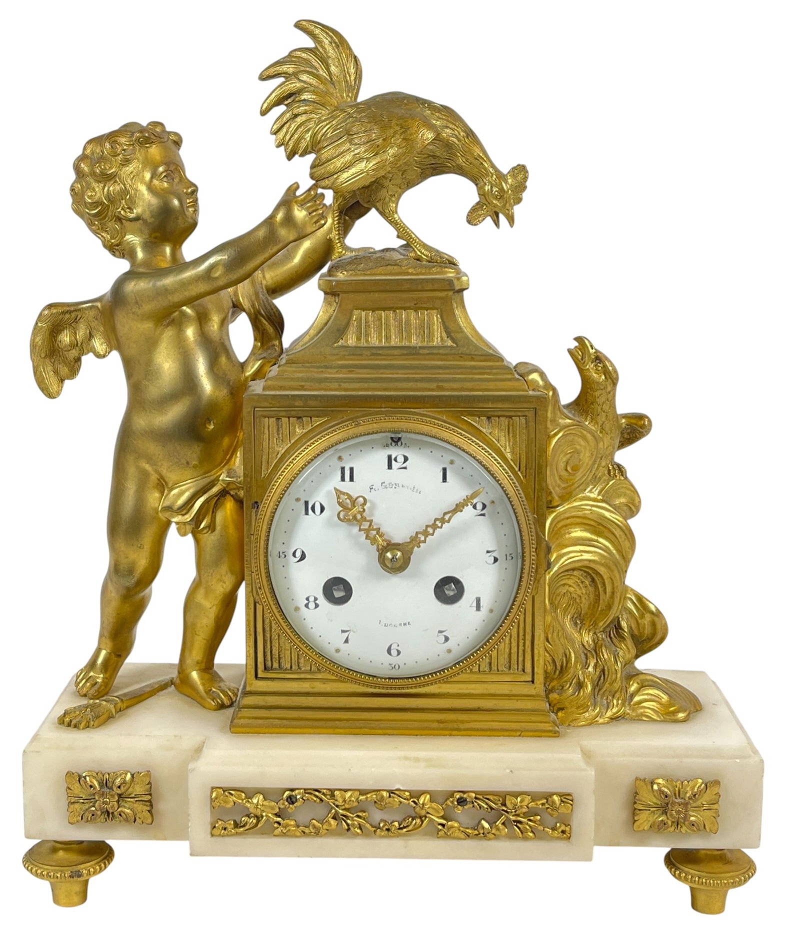 19th Century French Louis XVI Bronze & Marble Mantle Clock (1 of 10)