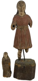 (2) 19th Century Wood Carved Santos Figures