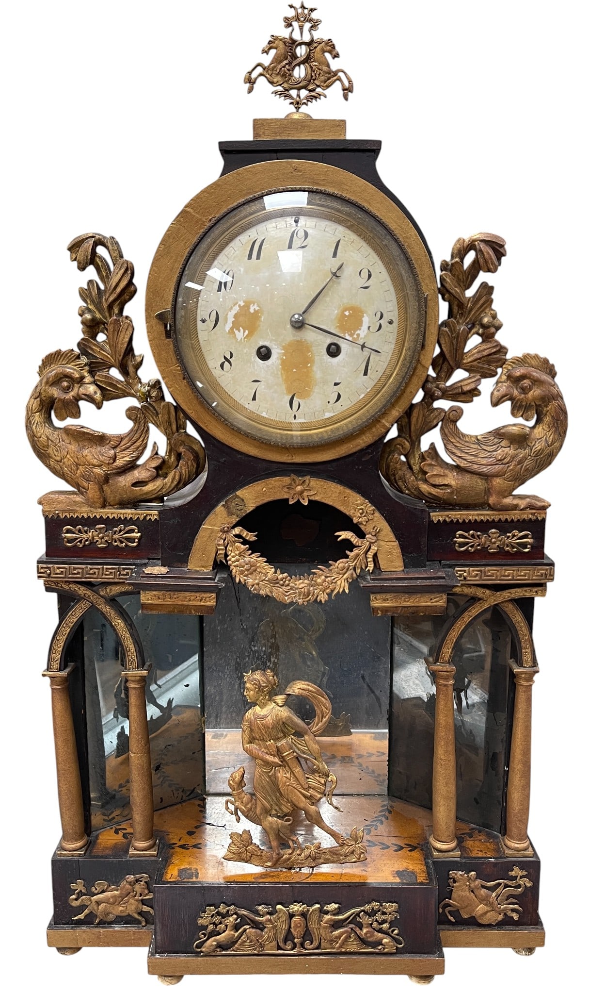 19th Century Inlaid Carved Empire Shelf Clock (1 of 13)