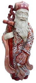 Japanese Kutani Wisdom God Jurojin Ceramic Statue