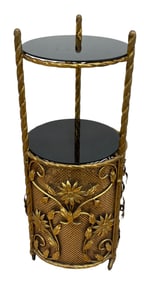 Hollywood Regency Gilt Metal Two Shelf Rolling Cart