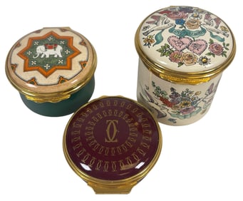Lot of (3) Cartier Enamel Trinket Boxes