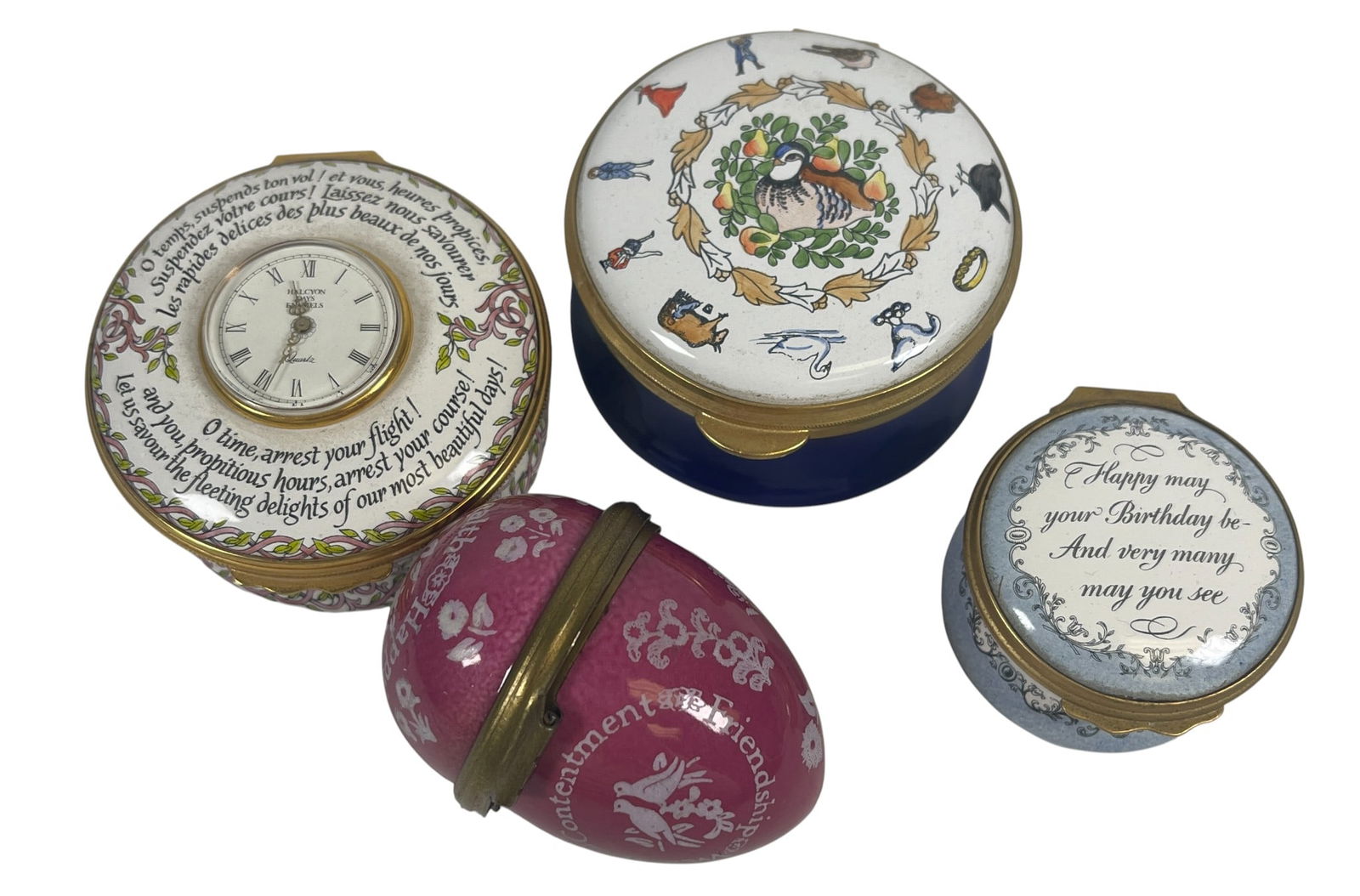 Lot of (4) Bilston Battersea & Halcyon Enamel Trinket Boxes (1 of 3)