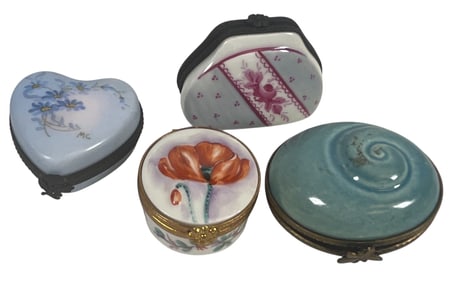 Lot of (4) Porcelain Trinket Boxes