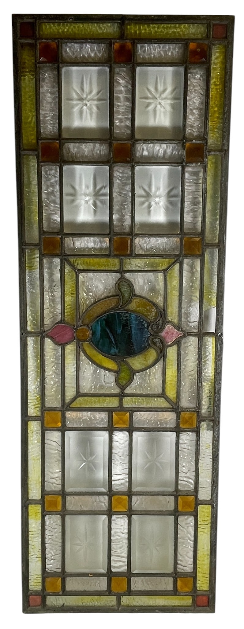 19th Century Beveled & Cut Panel Stained Glass Window (1 of 4)