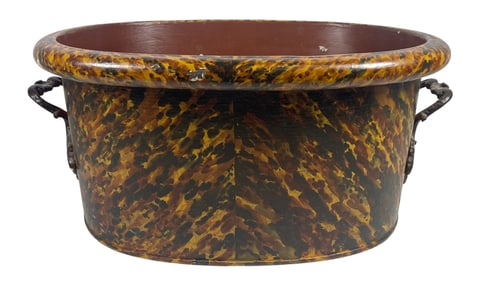 French Tole Faux Tortoise Wine Cooler / Jardiniere