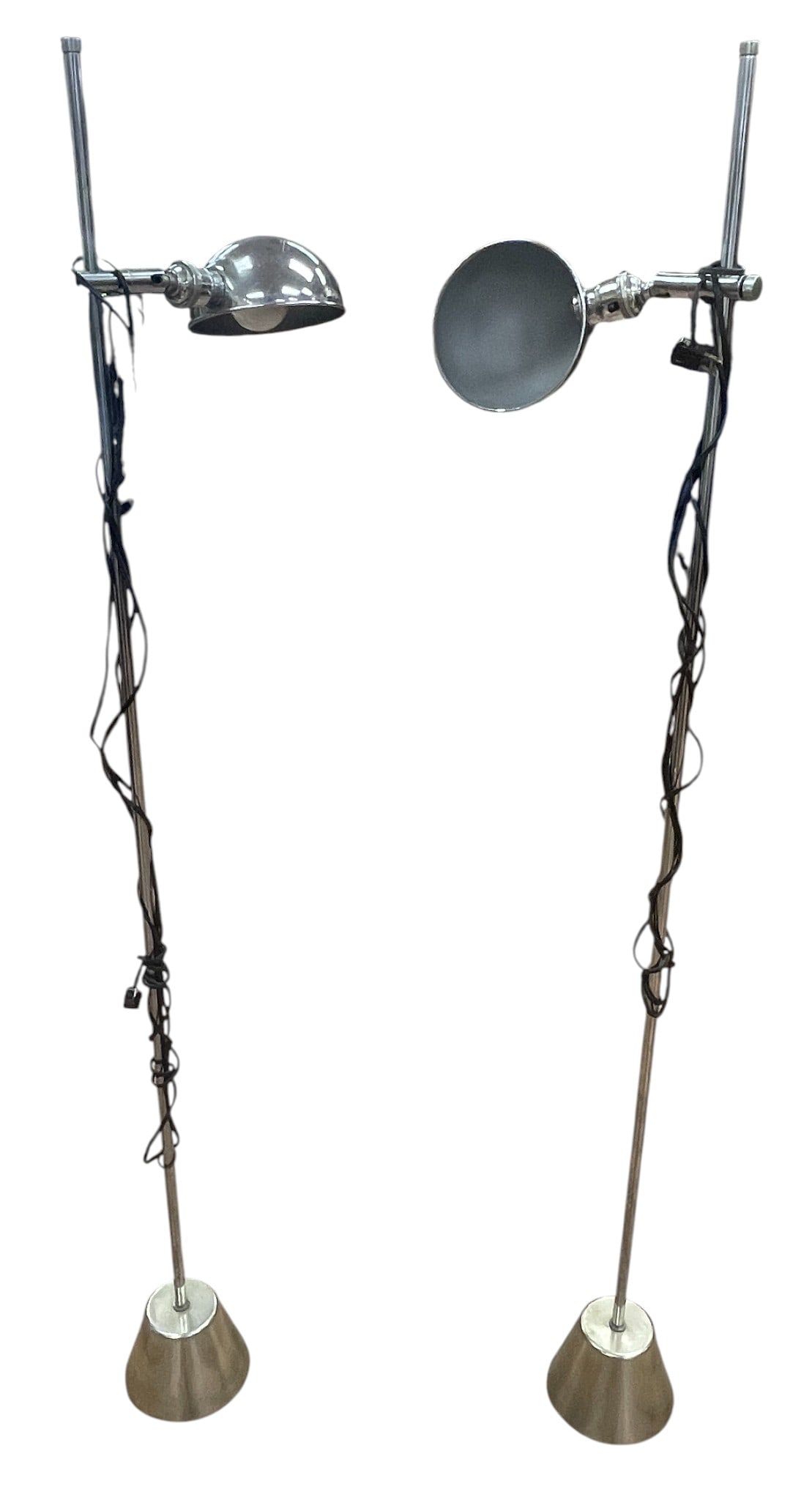 Pair Mid Century Chrome Adjustable Floor Lamps (1 of 6)