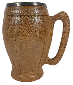 Doulton Lambeth Sterling Silver Rim Leatherware Jug