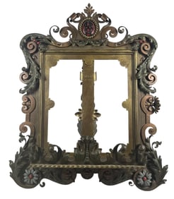 Ornate Baroque Polychrome Vienna Bronze Frame / Book Stand