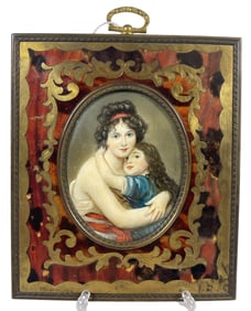 19th Century Portrait Miniature Lebrun of Elizabeth Vigee & Daughter