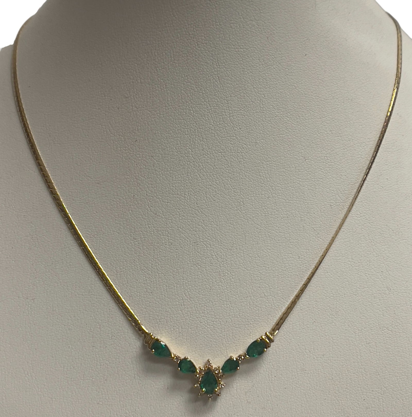 Vintage 14k Yellow Gold Diamond & Emerald Necklace (1 of 4)