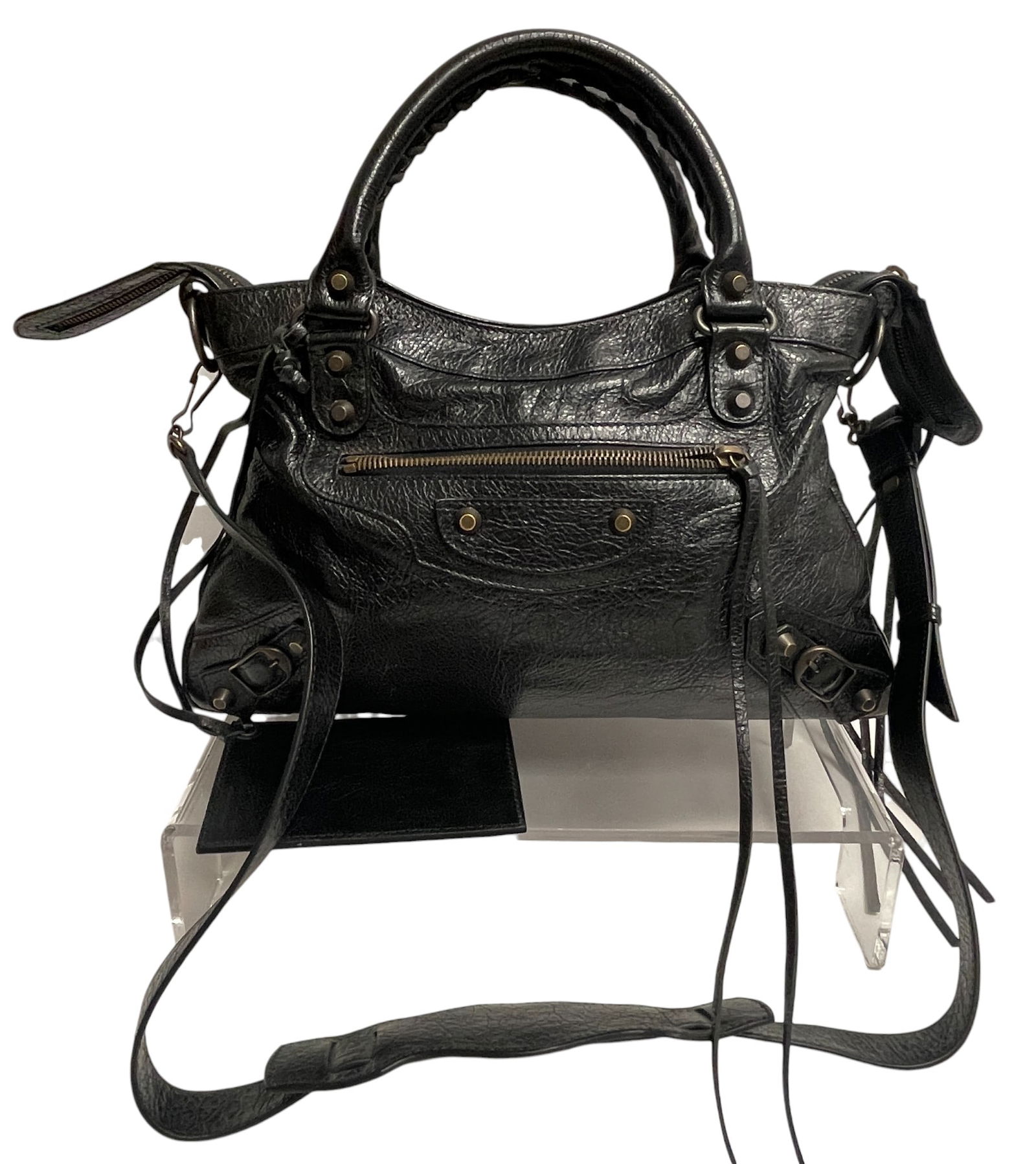 Vintage Black Balenciaga Motorcross Classic City Shoulder Bag (1 of 10)