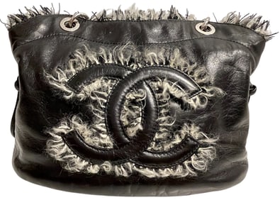 Vintage w/ Tags Chanel Tweed & Lambskin Bon Bon Tote Bag