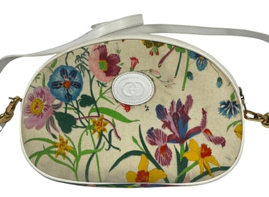 Vintage Gucci Floral Canvas Shoulder Bag