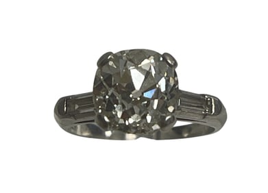 Estate Platinum & 2 Carat Round Diamond Engagement Ring size 4