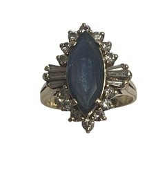 Vintage 14k Yellow Gold Diamond & Sapphire Ring size 6.5