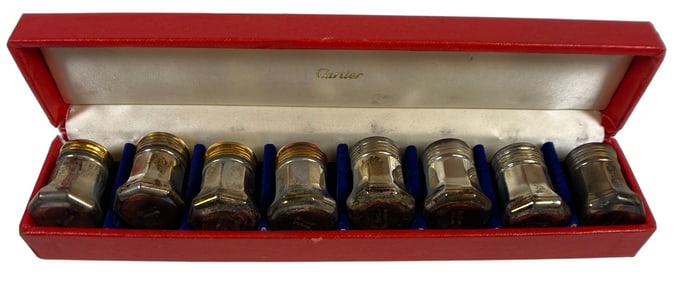 Box set of (8) Cartier Sterling Salt & Pepper Shakers