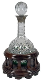 Vintage Asprey & Co Sterling & Crystal Decanter in Stand