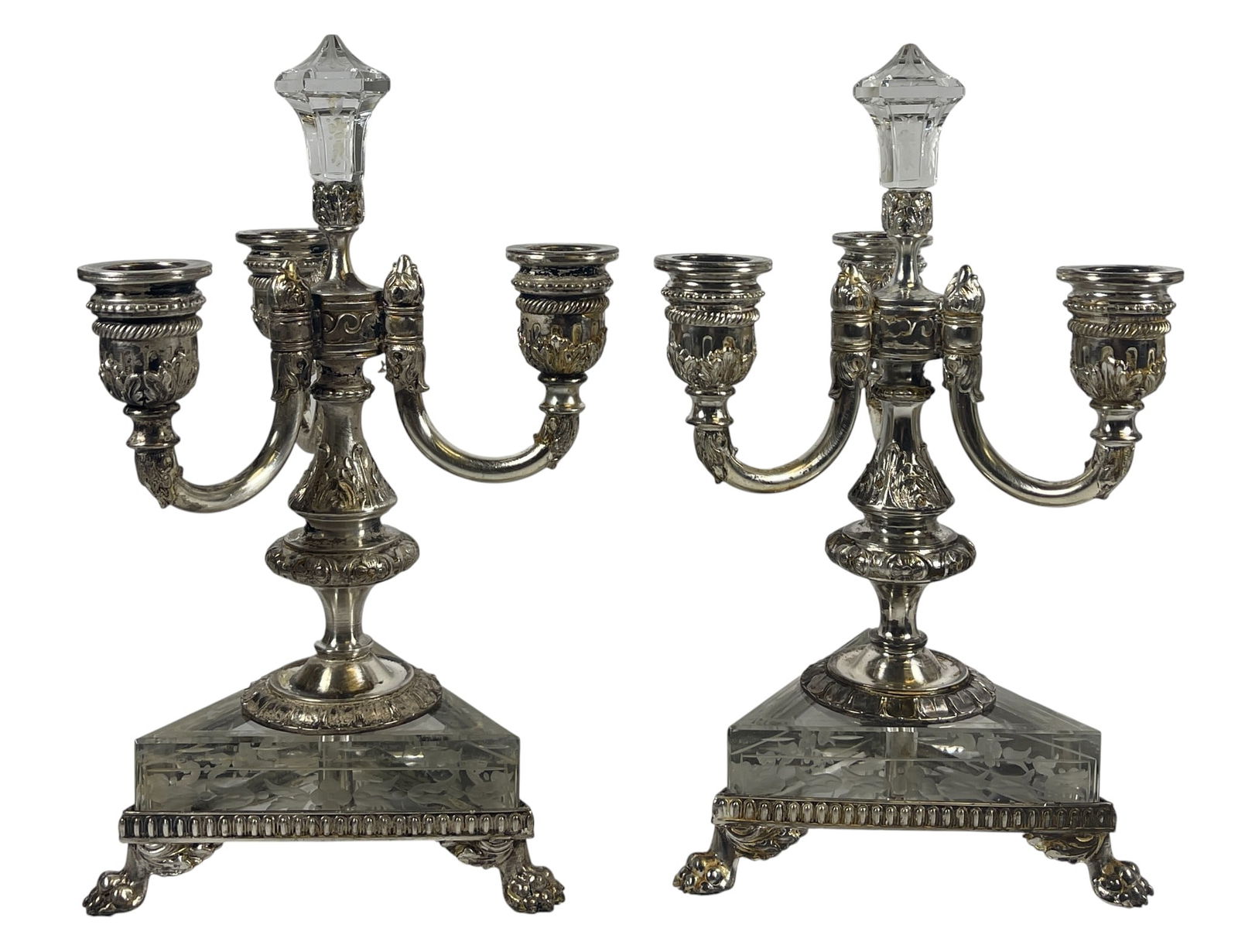 Pair Signed Pairpoint Silverplate & Crystal Candelabras (1 of 6)