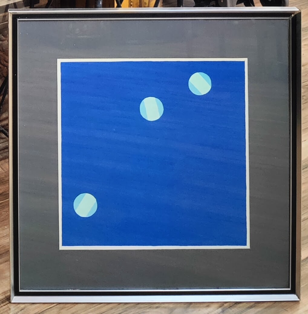 Edward Avedisian Pop Art Lithograph Blue w/ Green Circles (1 of 5)
