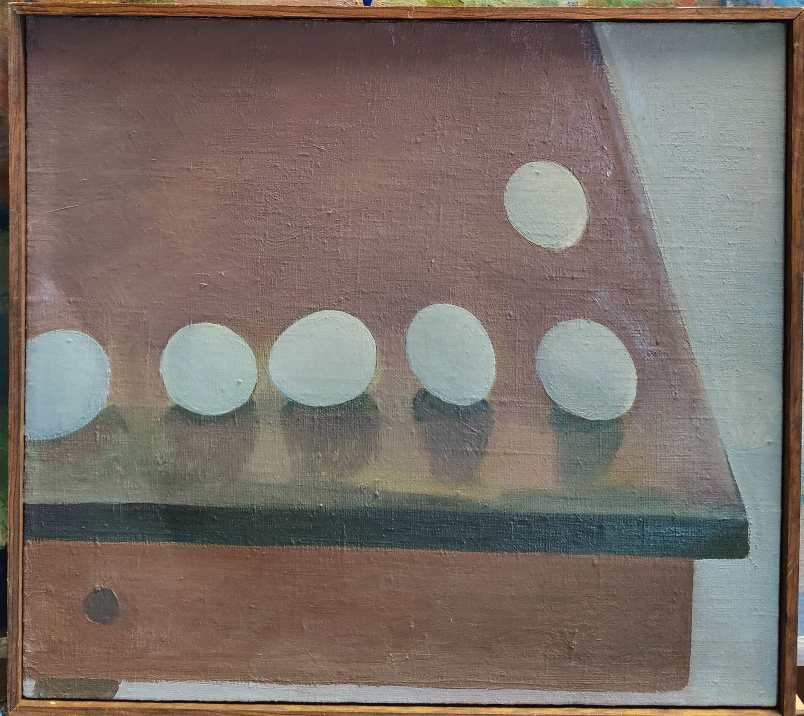Alan Peters O/C Modernist Still Life Eggs on a Table (1 of 4)