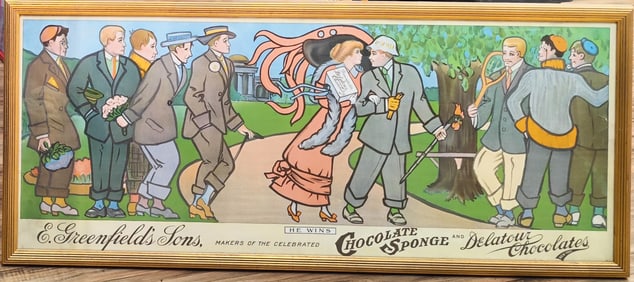 Scarce Greenfield's Sons Delatour Chocolates Poster, NY