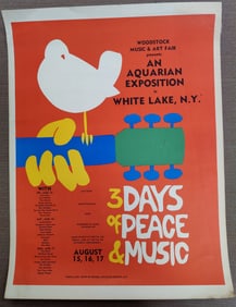 Early 1969 Aquarian Expo Music & Art Fair Woodstock Poster
