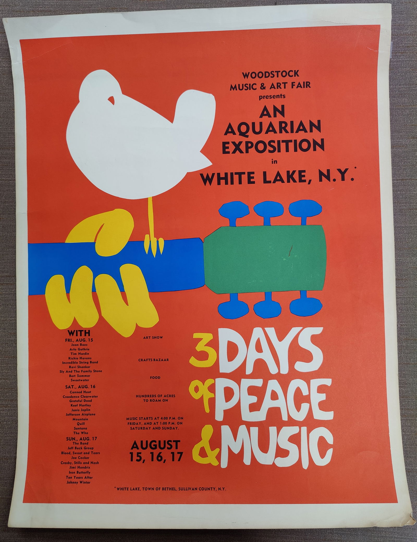 Early 1969 Aquarian Expo Music & Art Fair Woodstock Poster (1 of 7)