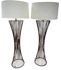 Pair Modern Hourglass Metal Floor Lamps