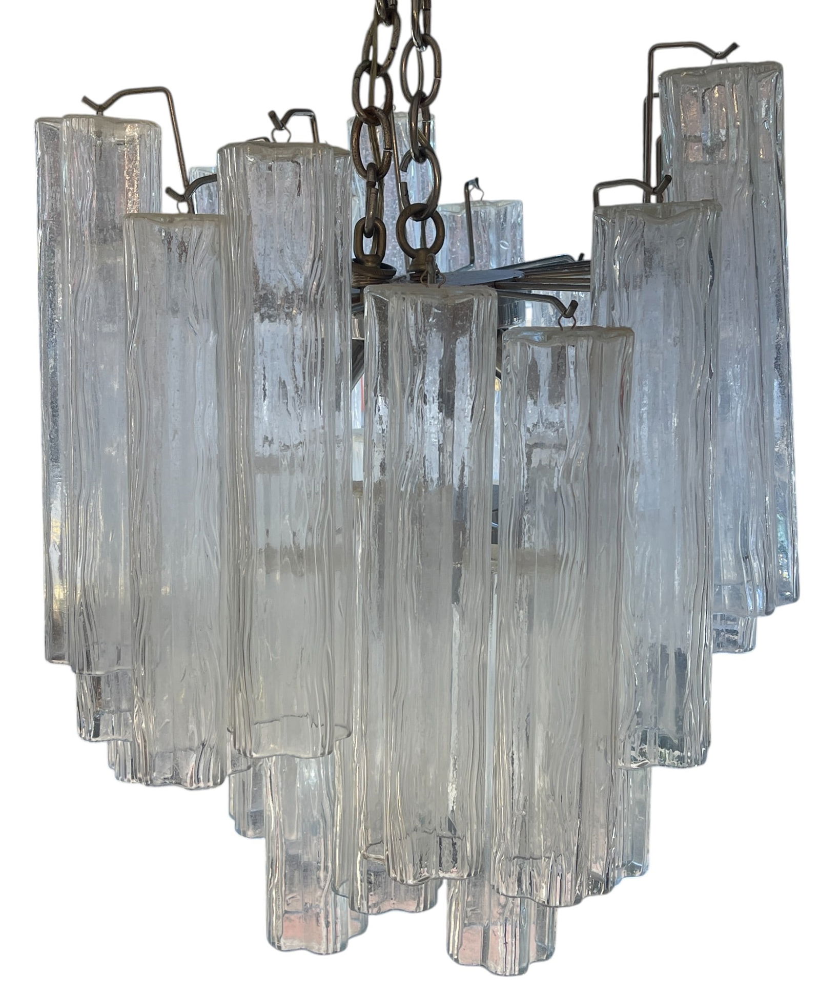 Mid Century 2 Tier Murano Tronchi Tube Chandelier (1 of 6)
