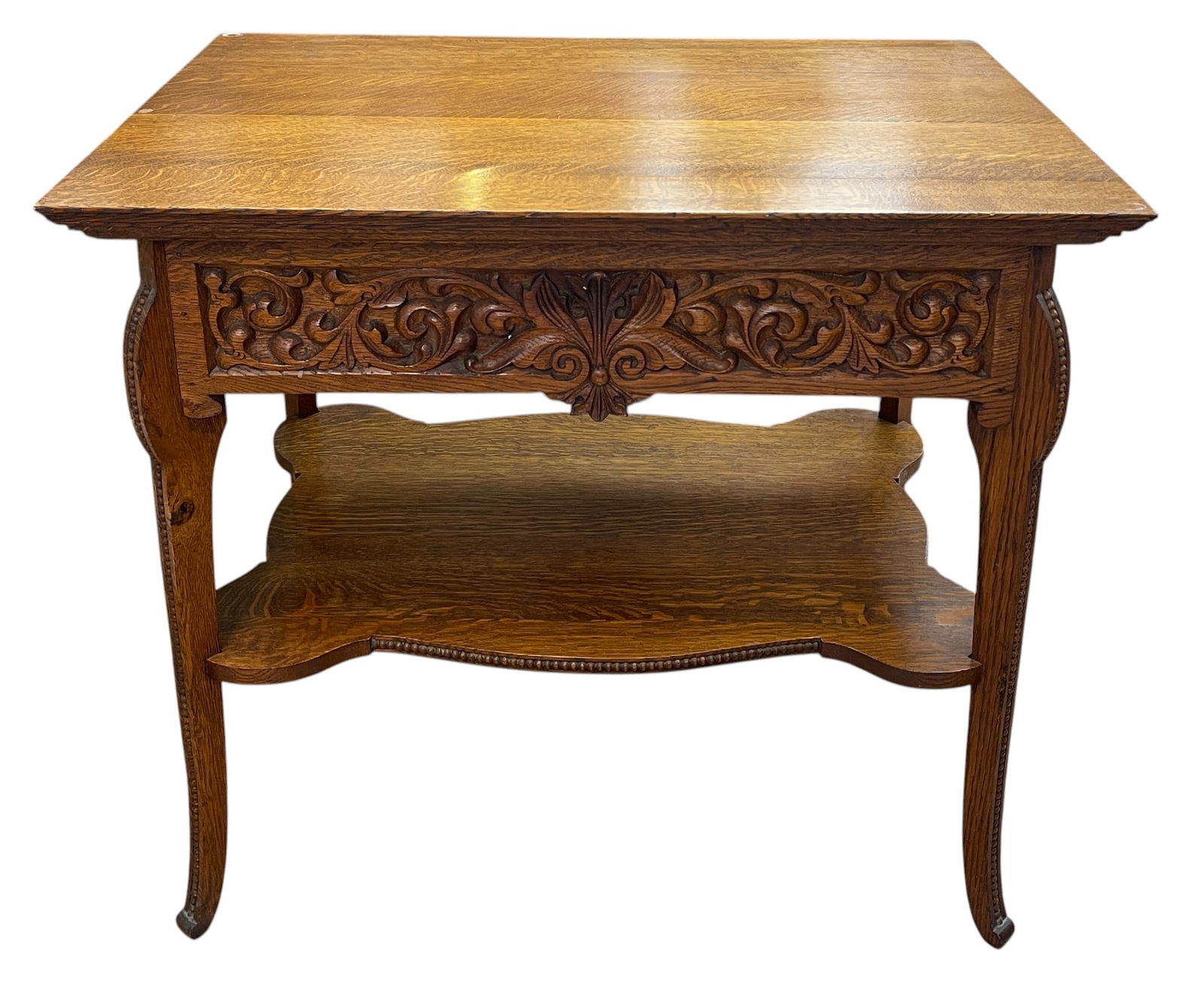 Victorian Carved Quarter Sawn Oak Table (1 of 5)