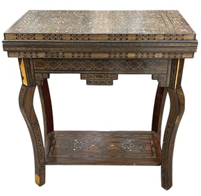 19th Century Syrian Parquetry Inlaid Game Table