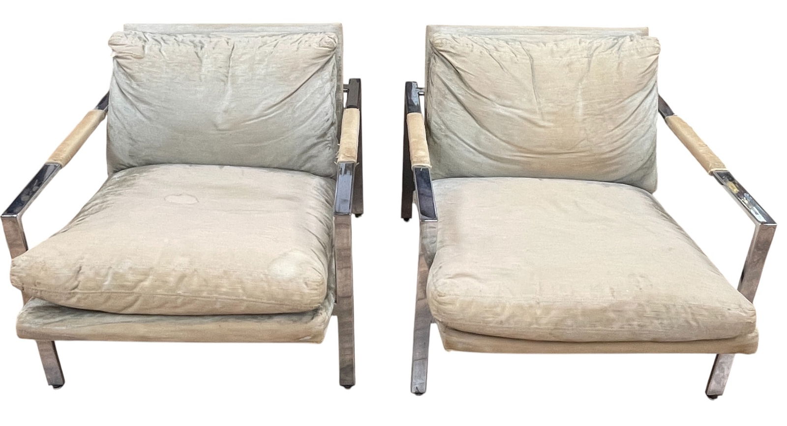 Pair Milo Baughman for Thayer Coggin Chrome Lounge Chairs (1 of 9)