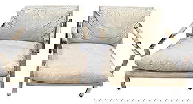 Pair Milo Baughman for Thayer Coggin Chrome Lounge Chairs: Both have original labels on the chrome, as well as the upholstery. One tear to top left & very worn original upholstery. Measure 26.5 inches high, 28.5 inches wide, 31.5 inches deep. Frames are in ex