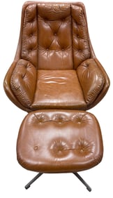 Mid Century Tufted Lounge Chair & Ottoman