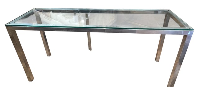 Mid Century Modern Chrome and Glass Console Sofa Table