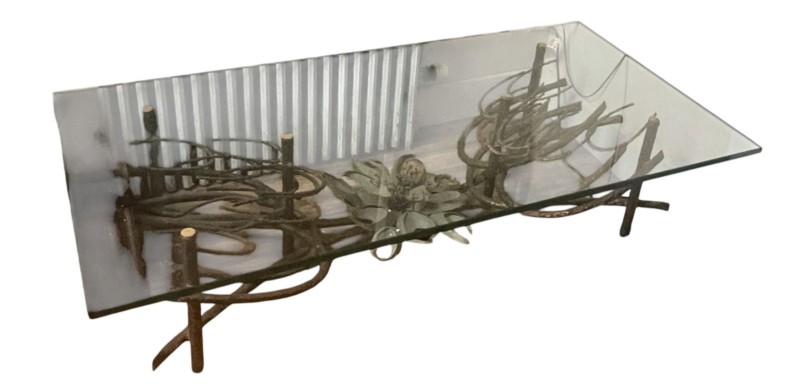 Mid Century Brutalist Daniel Gluck Sculptural Bronze Coffee Table: Abstract coffee table designed by Daniel Gluck and manufactured by Daniel Gluck studio in the United States circa 1970’s. This design features its original sculpted bronze base showing an attractive