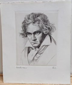 Etching of Ludwig Van Beethoven after Wilhelm Pech