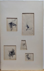 Signed P Ziff Abstract Industrial Pencil Drawing Studies
