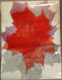 Sari Dienes Screenprint, Plastic & Paper, Maple Leafs, 1976