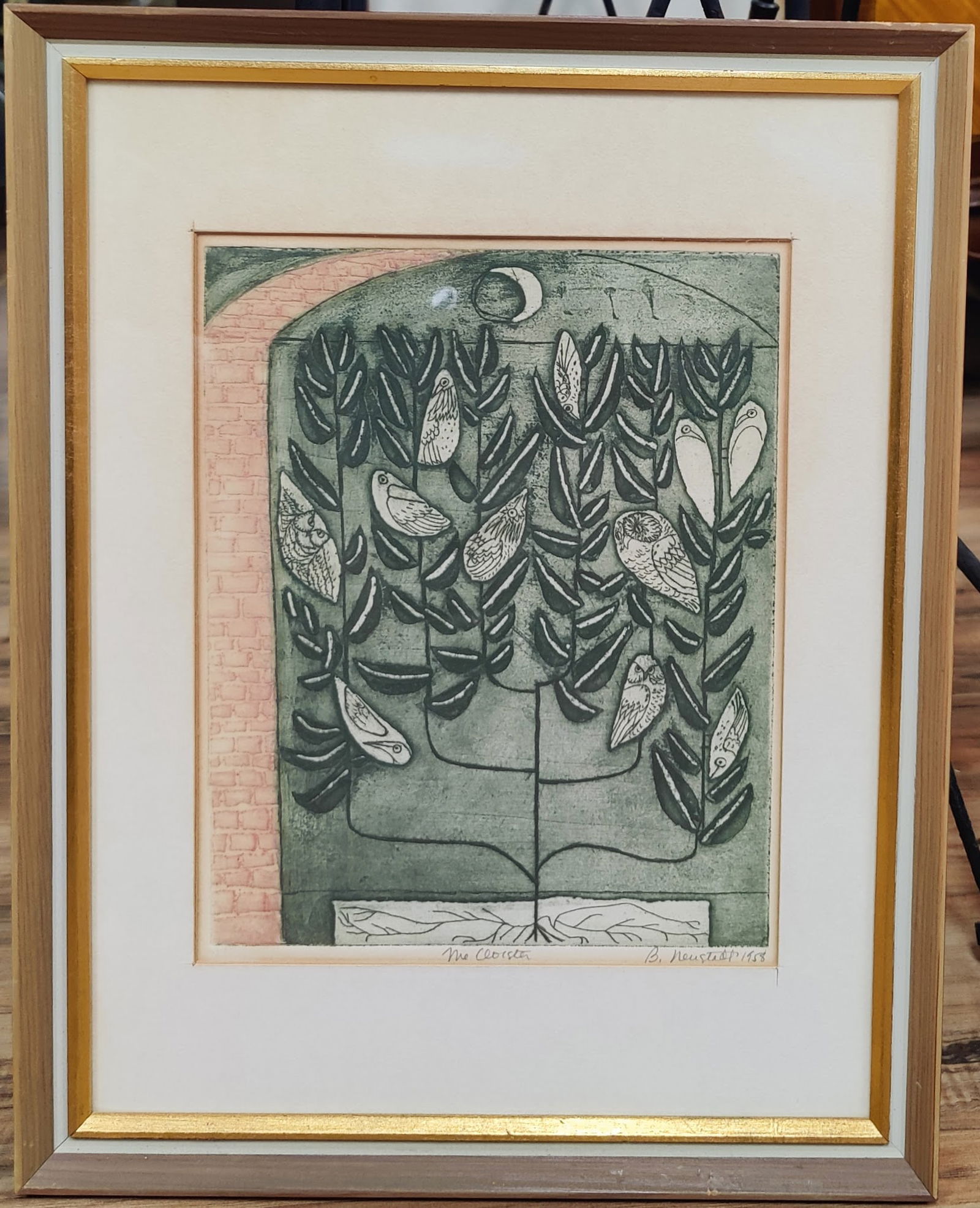 Barbara Neustadt Lithograph in Colors, The Cloister, 1958 (1 of 3)