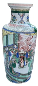 Qing Dynasty Chinese Rouleau Famille Rose Vase