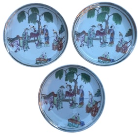 (3) Chinese Famille Rose Qing Dynasty Small Porcelain Plates